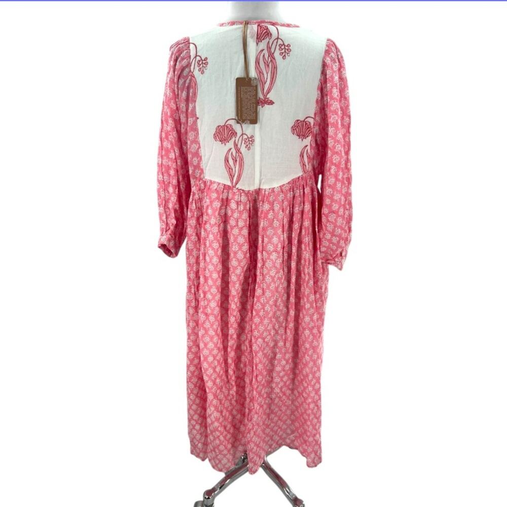 Pink Boho Embroidered Long Sleeve Maxi Dress - Picture 2 of 6